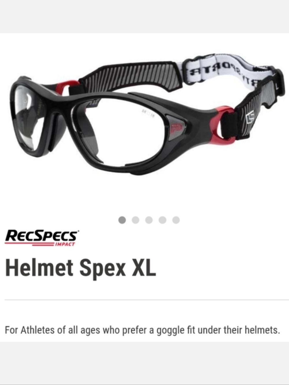 Liberty Sport Rec Specs Helmet Spex XL Glasses 58 18 RecSpecs